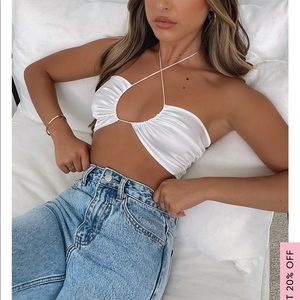 White Fox Boutique Take You Dancing White Crop Top